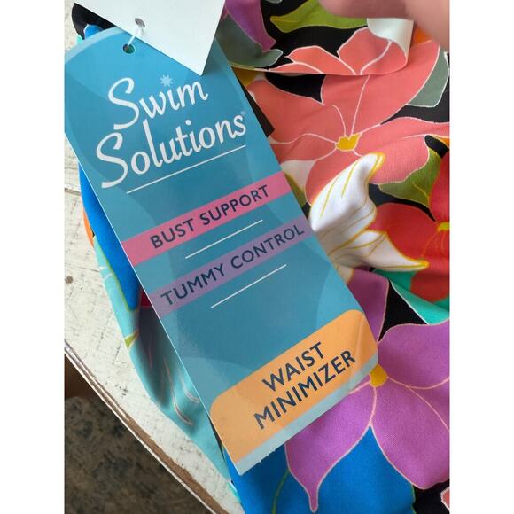 Swim Solutions Women's Multi Off-The-Shoulder Ruffled Swimsuit Size 20W - Picture 7 of 9